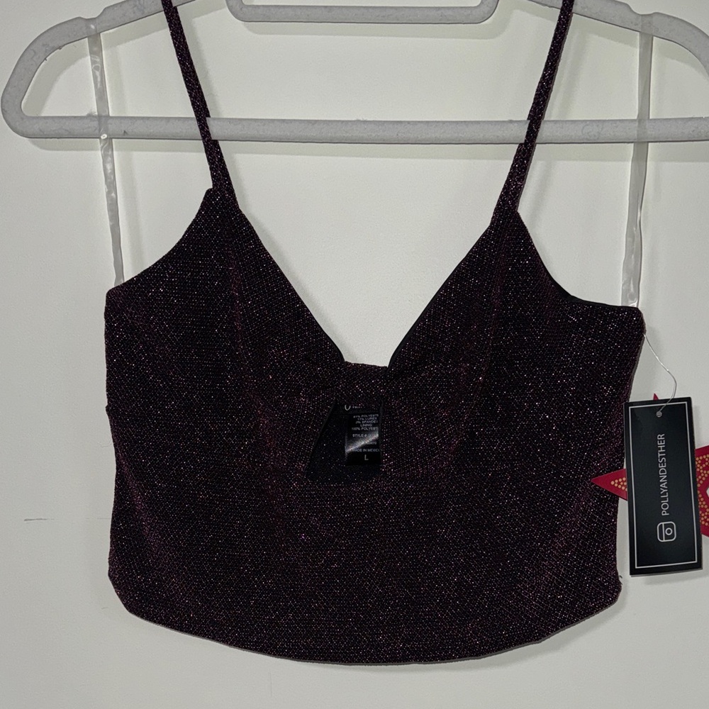 Purple Glittery Black Crop Top